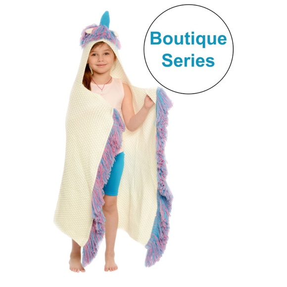 Kids Hooded Unicorn Blanket - Blue Horn - Picture 2 of 6